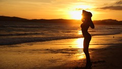 Sunset sand Beaches models Met-Art magazine Silhoutte Niki Mey