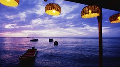 Sunset Sea Boats lanterns decorations saint lucia