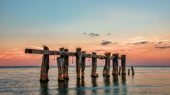 Sunset Sea Canada Ontario piers