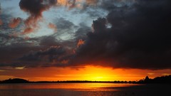 Sunset Sea clouds Bora Bora French Polynesia skyscapes
