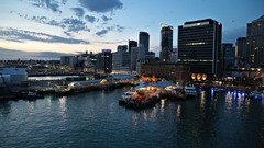 Sunset Sea clouds New Zealand buildings cityscapes oakland