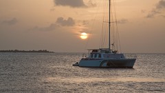 Sunset Sea ships Islands sail bonaire
