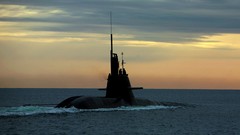 Sunset Sea water ocean ships Boats submarine horizon marine 