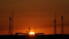 Sunset silhouettes astronomy NASA space shuttle outer space 