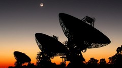 Sunset Stars moon satellite dish outer space radiotelescope