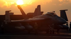Sunset sun Aircraft Carrier military air force jet 
