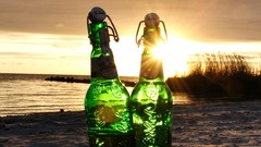 Sunset sun Beaches happy bottles beers grolsch
