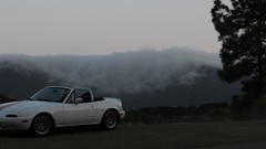 Sunset Trees Mountains clouds hills cars panorama Mazda canyon 