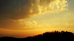 Sunset Trees sun clouds hills weather India Celestial Temples 