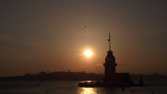 Sunset Turkey Istanbul cityscapes backlights girltower