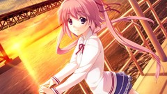 Sunset water Anime pink hair long hair anime girls game cg 