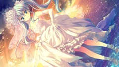 Sunset water gray hair game cg twintails wedding dresses hoshi