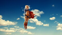 supergirl sky clouds flying blonde superhero artwork dc comics