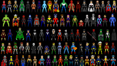 Superheroes villains pixel art