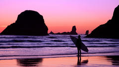 Surfer at sunset amazing