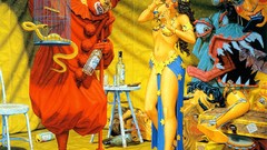 Surrealism woman clown paintings artwork Robert Williams