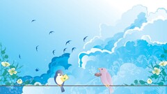 swallow (bird) sky Animals artwork blue