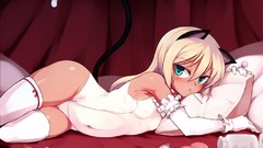 Sweets navel gloves curtains blondes blush long hair anime 