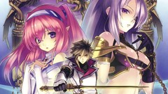 Swords chains anime girls purple hair redheads anime boys long 