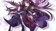 Swords stockings long hair brunettes sword art online Konno 