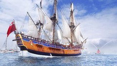 Sydney Harbor Normal Endeavour sailing ships replica