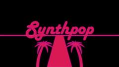 synthpop Music dark Typography palm trees black background