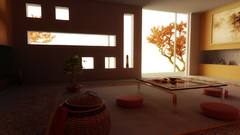 Table room glass tree dark lights minimalist