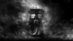 Tardis grayscale Doctor Who