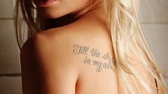 Tattoos blondes woman bra
