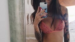 Tattoos brunettes pink clothing. self shot selfpic selfmade