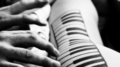 Tattoos fingers monochrome torso