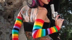 Tattoos Guns ass ActionGirls