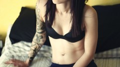 Tattoos long hair brunettes models Candace Celine