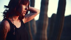 Tattoos long hair brunettes models Candace Celine