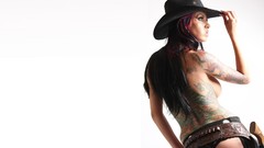 Tattoos panties topless sideboobs