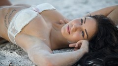 Tattoos smiling brunettes supermodels Anja Zeidler