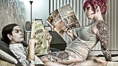 Tattoos woman Fuck indoors