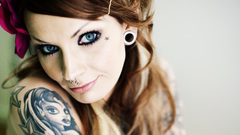 Tattoos woman piercings nose