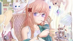 Tea Anime glasses globe mugs meganekko soft shading