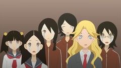 Tears glasses tie schoolgirls blondes long hair gray eyes pink 