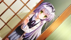 Tears long hair anime girls yellow eyes gray hair game cg 