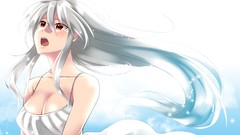 Tears red eyes anime girls vocaloid yowane haku gray hair 