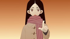 Tears red eyes coat scarfs long hair anime girls sayonara 