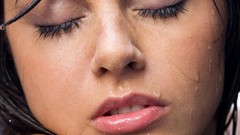 Teeth close-up lips wet faces long hair closed eyes brunettes 