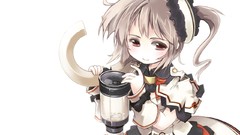 Telescope red eyes blush anime girls gray hair hair ornaments