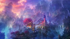 Temples fantasy art Shuxing Li