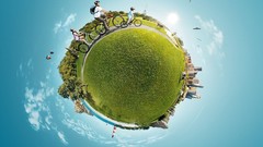 Tennis live panorama circle tennis balls