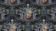 Tentacles faces skulls creepy artwork shadowness