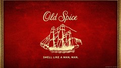 Text advertisement red background Cologne old spice