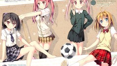 Text balls tie socks schoolgirls bows stockings blondes skirts 